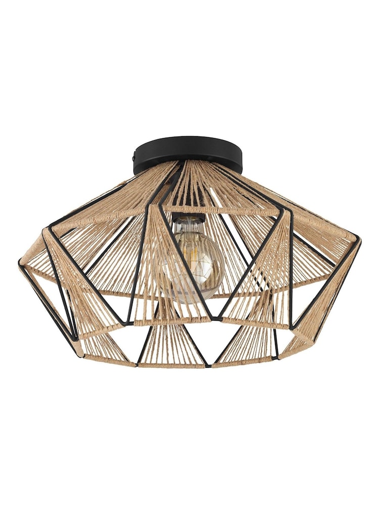 Eglo Black/Natural Adwickle Ceiling Light - Image 2 of 3