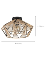 Eglo Black/Natural Adwickle Ceiling Light - Image 3 of 3