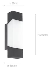 Eglo Grey Gorzano LED Glass Exterior Outdoor Wall Light - Image 3 of 3