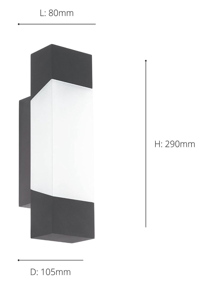Eglo Grey Gorzano LED Glass Exterior Outdoor Wall Light - Image 3 of 3