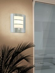 Eglo Silver City Stainless Steel Exterior Wall Light with Sensor - Image 1 of 3