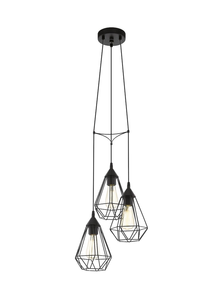 Eglo Black Tarbes 3 Light Geo Cluster Ceiling Light Pendant - Image 2 of 3