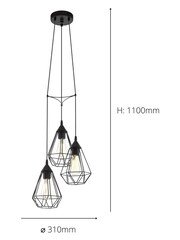 Eglo Black Tarbes 3 Light Geo Cluster Ceiling Light Pendant - Image 3 of 3