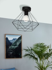 Eglo Black Tarbes 1 Light Geo Ceiling Light - Image 1 of 4