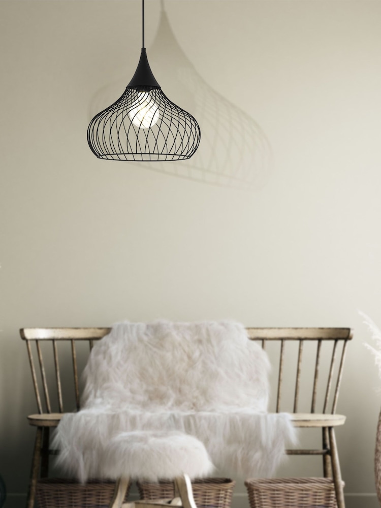 Eglo Black Staverton Wired Teardrop Shaped Single Ceiling Light Pendant - Image 1 of 4