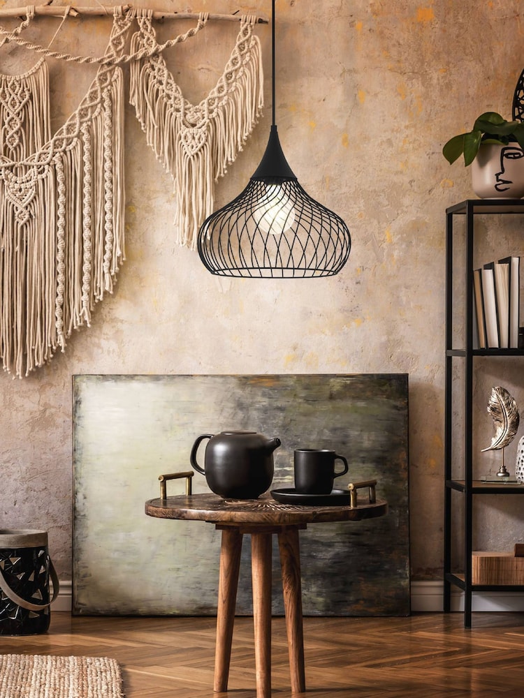 Eglo Black Staverton Wired Teardrop Shaped Single Ceiling Light Pendant - Image 2 of 4