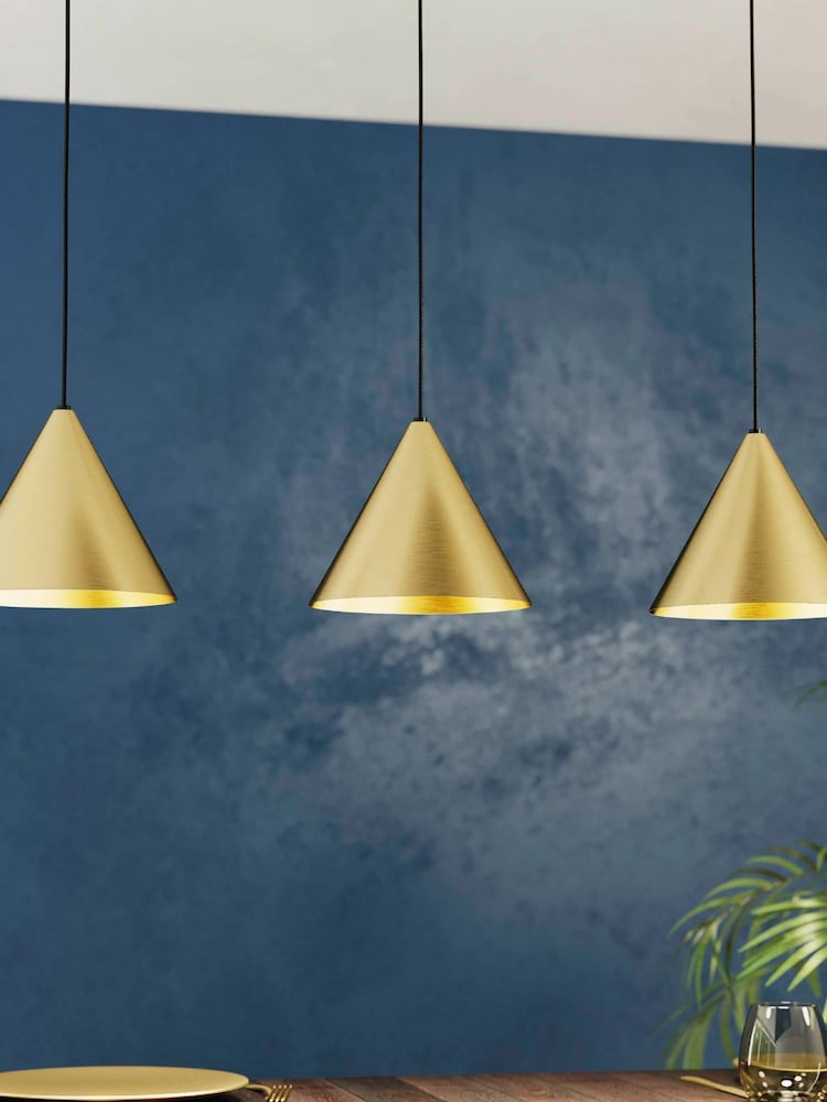 Eglo Brushed Gold Narices 3 Light Ceiling Light Pendant - Image 1 of 3
