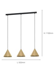 Eglo Brushed Gold Narices 3 Light Ceiling Light Pendant - Image 3 of 3