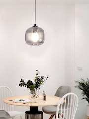 Eglo Grey Mantunalle Smoked Glass Single Ceiling Light Pendant - Image 1 of 3
