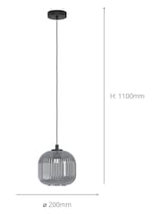 Eglo Grey Mantunalle Smoked Glass Single Ceiling Light Pendant - Image 3 of 3