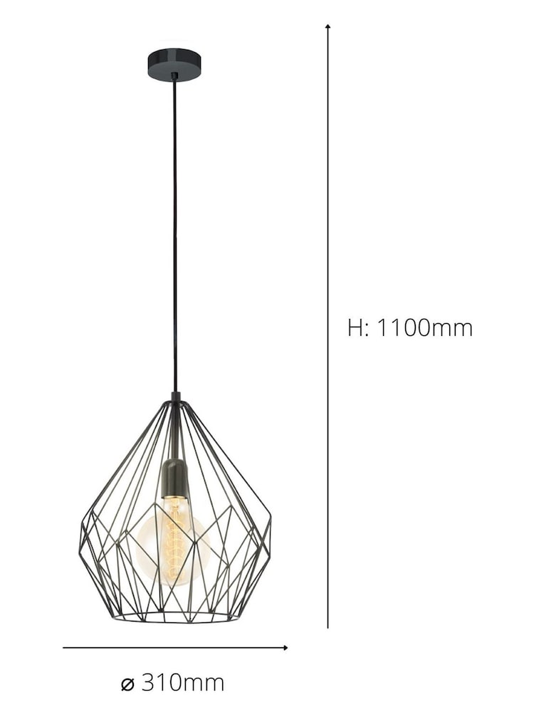 Eglo Black Carlton Wired Ceiling Light Pendant - Image 4 of 4