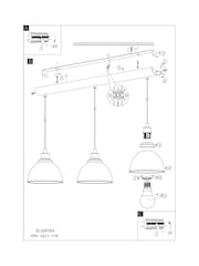 Eglo Black Beleser Transparent 3 Light Ceiling Light Pendant - Image 5 of 5