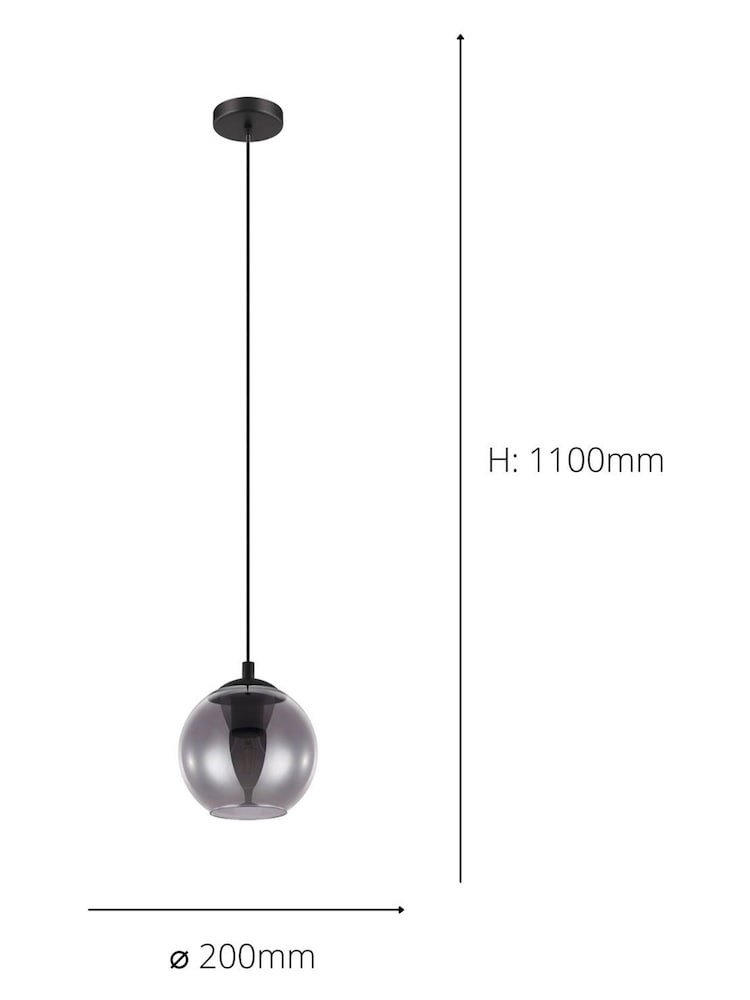 Eglo Black Ariscani Smoked Glass Single Pendant - Image 3 of 3