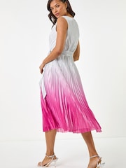 Roman Pink Pleated Ombre Midi Dress - Image 3 of 5