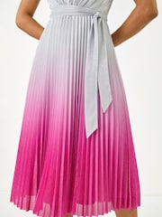 Roman Pink Pleated Ombre Midi Dress - Image 4 of 5