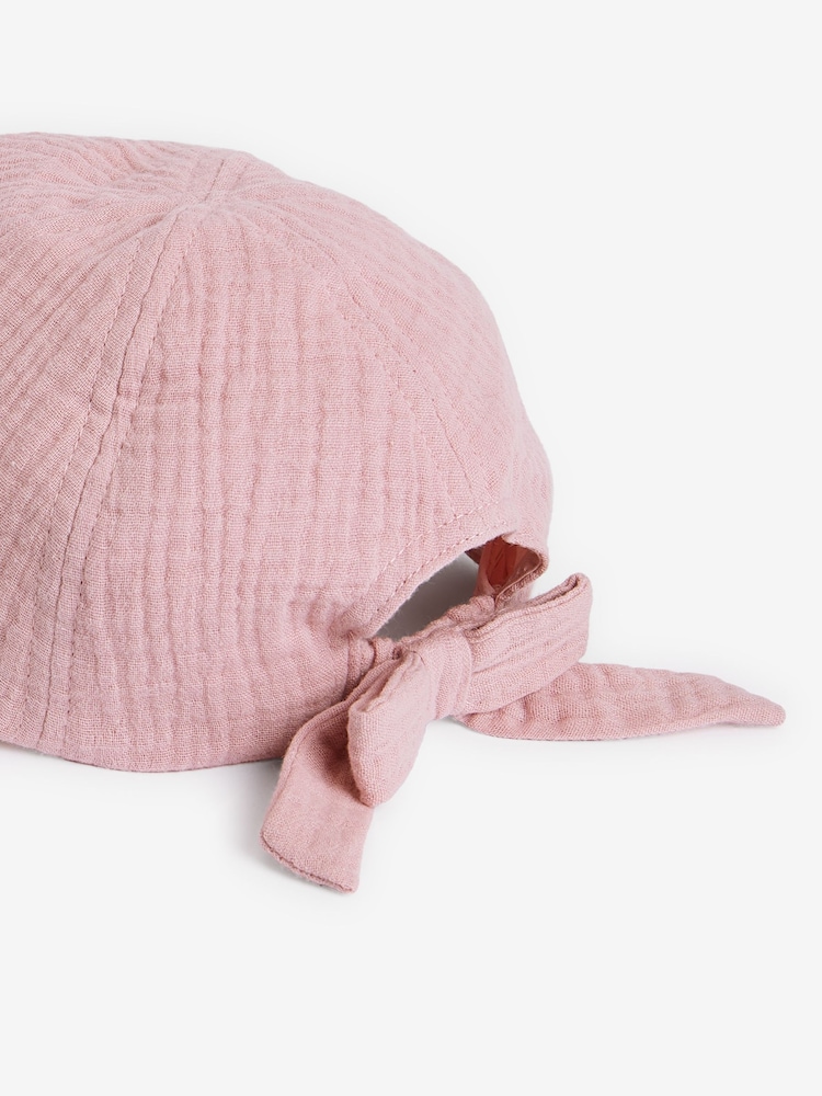Pink 100% Cotton Bow Cap (3mths-10yrs) - Image 2 of 2