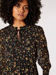 Apricot Black Vintage Mini Ditsy Ruffle Dress - Image 5 of 5