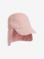 Pink Broderie Legionnaire 100% Cotton Hat (3mths-10yrs) - Image 1 of 3