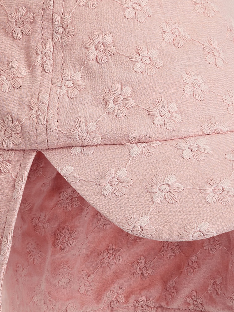 Pink Broderie Legionnaire 100% Cotton Hat (3mths-10yrs) - Image 3 of 3