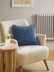 Blue 43 x 43cm Global Bobble 100% Cotton Cushion - Image 1 of 5