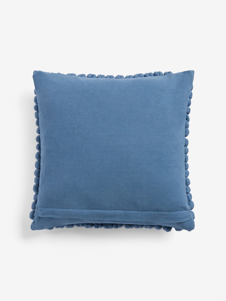 Blue 43 x 43cm Global Bobble 100% Cotton Cushion - Image 5 of 5