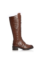 Moda in Pelle Liberto Lace-Up Brogue Detail Long Boots - Image 1 of 4