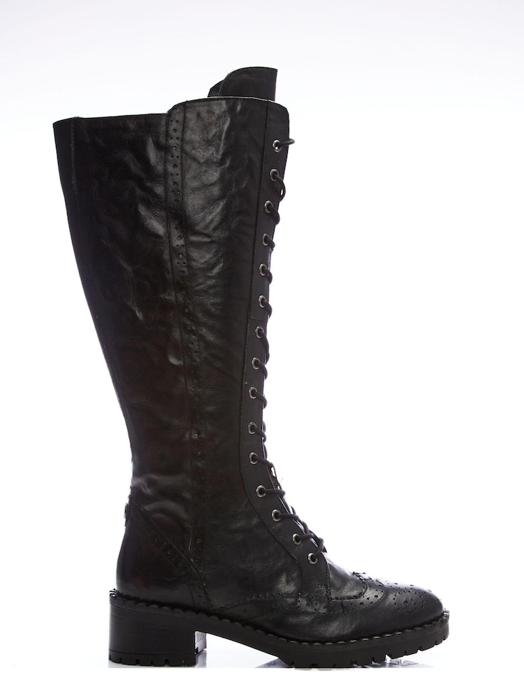 Moda in Pelle Liberto Lace-Up Brogue Detail Long Boots - Image 1 of 2