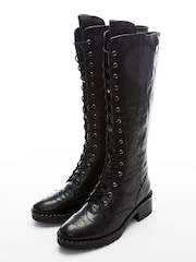 Moda in Pelle Liberto Lace-Up Brogue Detail Long Boots - Image 2 of 2