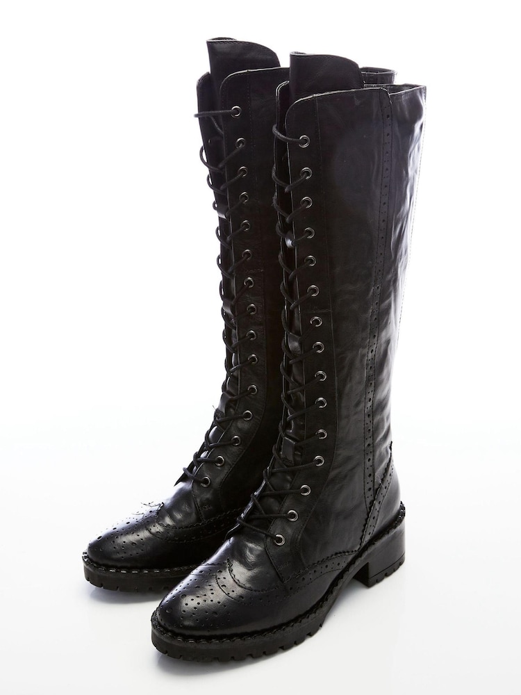 Moda in Pelle Liberto Lace-Up Brogue Detail Long Boots - Image 2 of 2