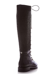 Moda in Pelle Sanoma Knee High Lace-Up Biker Black Boots - Image 3 of 5