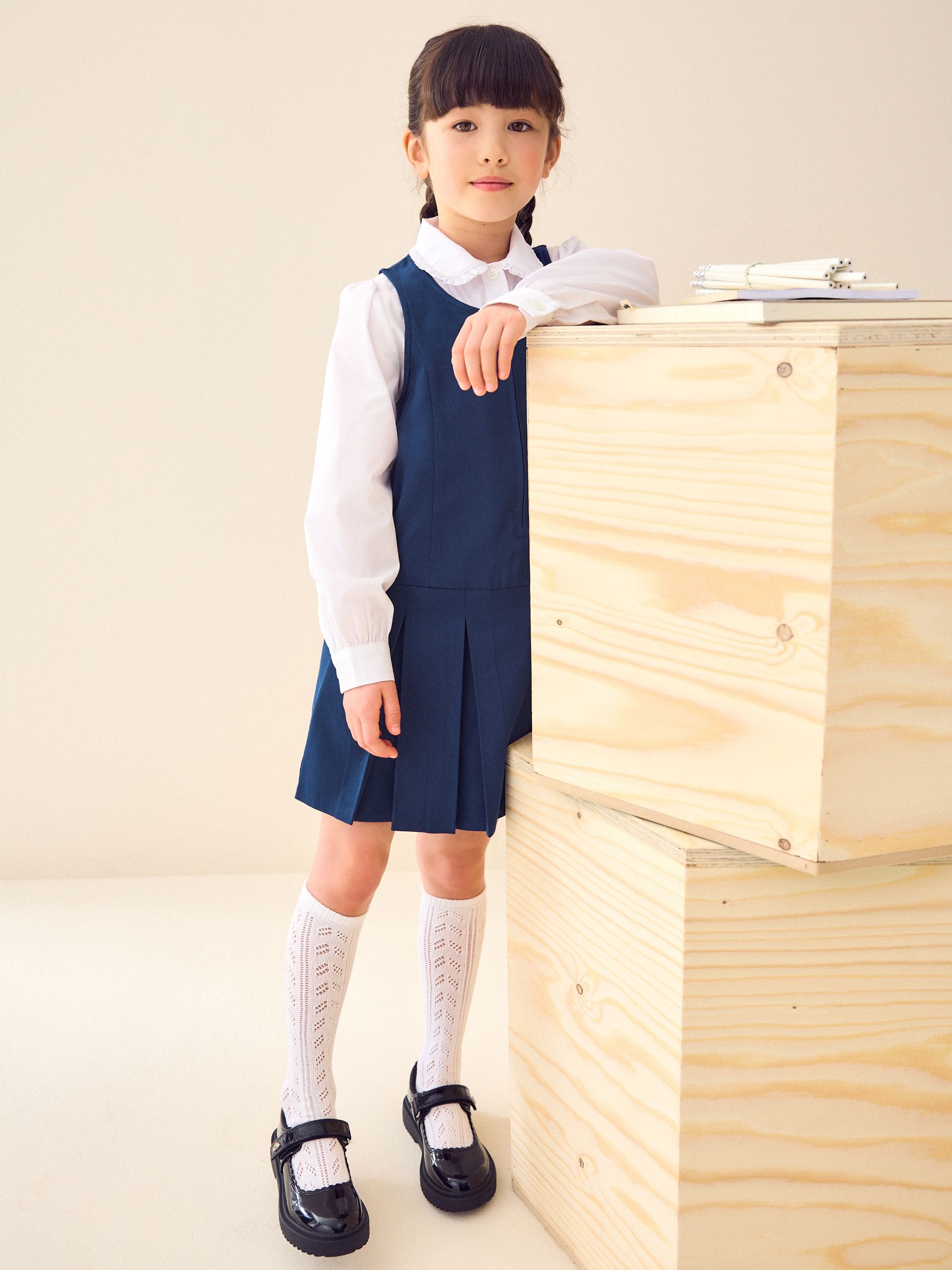 Royal blue school pinafore dress top