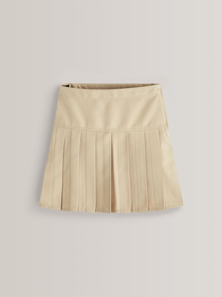 Neutral Stone Regular Waist Pleated School Skirts 2 Pack (3-16yrs) - Image 2 of 4