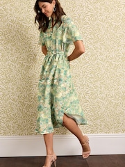 Morris & Co. Strawberry Thief Zip Neck Midi Dress - Image 2 of 5
