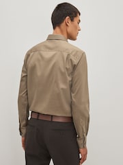 Neutral Brown Regular Fit Easy Care Textured Shirt - Image 2 of 5
