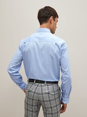Light Blue Regular Fit Easy Care Textured Single Cuff Shirt - Image 2 of 8