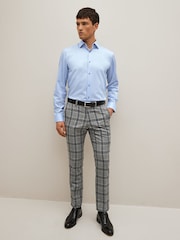 Light Blue Regular Fit Easy Care Textured Single Cuff Shirt - Image 3 of 8