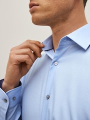 Light Blue Regular Fit Easy Care Textured Single Cuff Shirt - Image 4 of 8