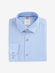 Light Blue Regular Fit Easy Care Textured Single Cuff Shirt - Image 6 of 8