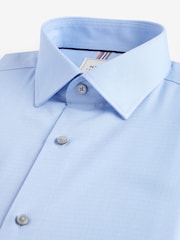 Light Blue Regular Fit Easy Care Textured Single Cuff Shirt - Image 7 of 8
