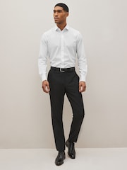 White Slim Fit Easy Care Textured Shirt - Image 2 of 8