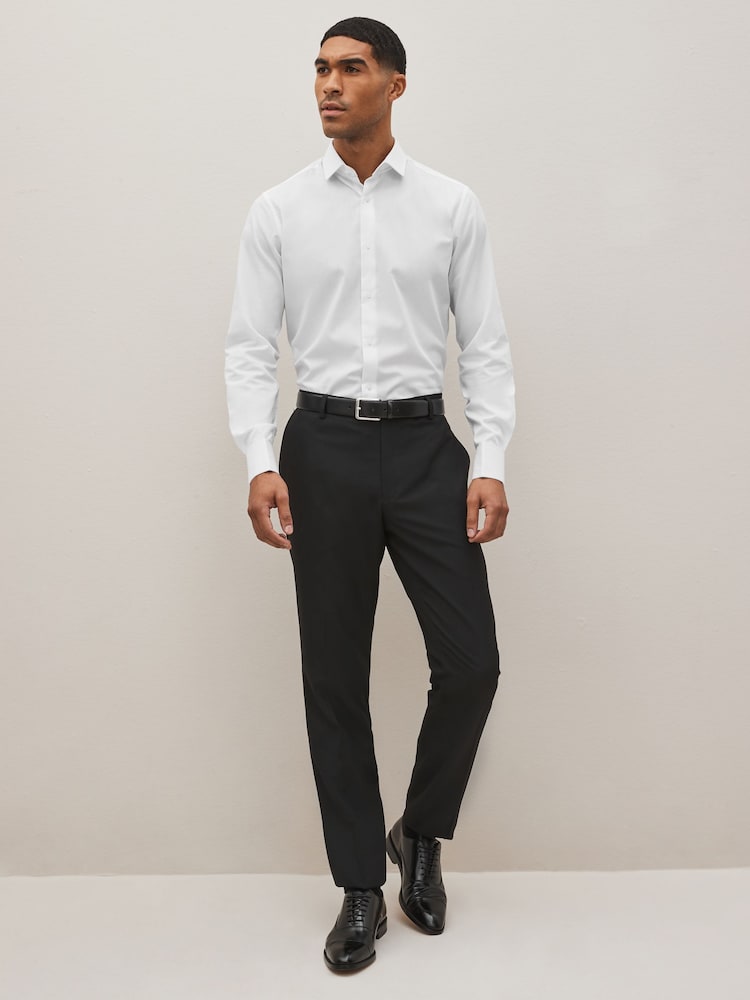 White Slim Fit Easy Care Textured Shirt - Image 2 of 8