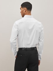 White Slim Fit Easy Care Textured Shirt - Image 3 of 8