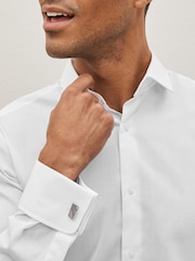 White Slim Fit Easy Care Textured Shirt - Image 5 of 8