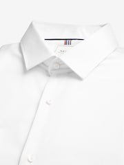 White Slim Fit Easy Care Textured Single Cuff Shirt - Image 7 of 8