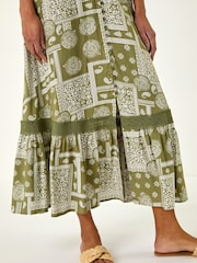 Roman Green Patchwork Lace Trim Maxi Dress - Image 5 of 5