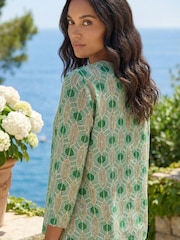 Roman Green Geometric Print Stretch Top - Image 3 of 4