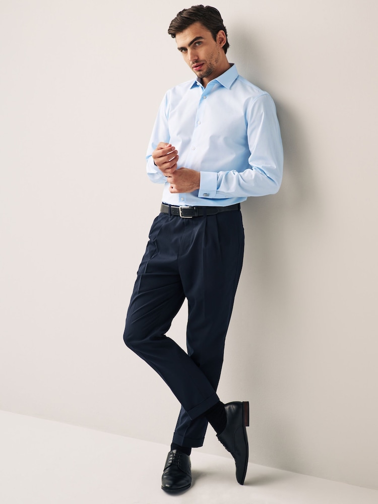 Bleu clair - Ajustement régulier - Easy Care - Chemise intelligente à double poignet - Image 2 of 7