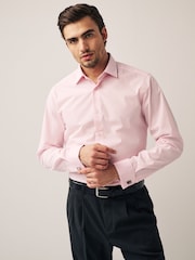 Pink Slim Fit Easy Care Double Cuff Smart Shirt - Image 1 of 7