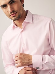 Pink Slim Fit Easy Care Double Cuff Smart Shirt - Image 4 of 7