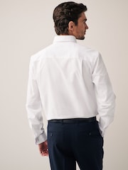 White Regular Fit Double Cuff Easy Care Oxford Shirt - Image 3 of 7